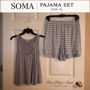 Soma Pajama Set XL Blue Lounge Sleepwear Tank Shorts Set